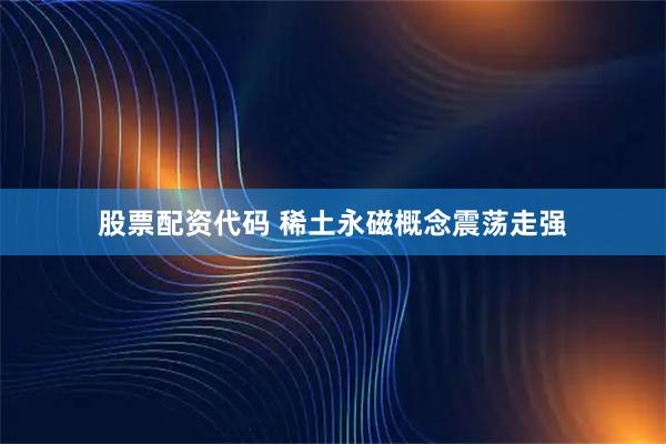 股票配资代码 稀土永磁概念震荡走强